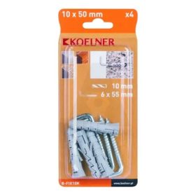 10x50mm Állványrögzítő csavar+tipli kampós 4db-os