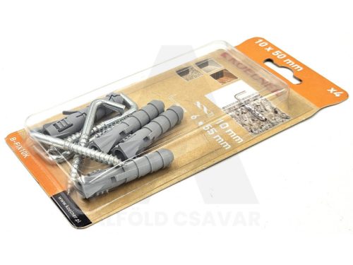 10x50mm Állványrögzítő csavar+tipli kampós 4db-os