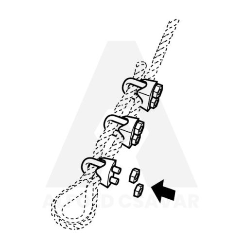 Kötél szorító bilincs Átm:3 galv. horg.