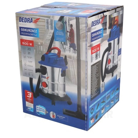 Porszívó, nedves-száraz 1600W 20L DEDRA