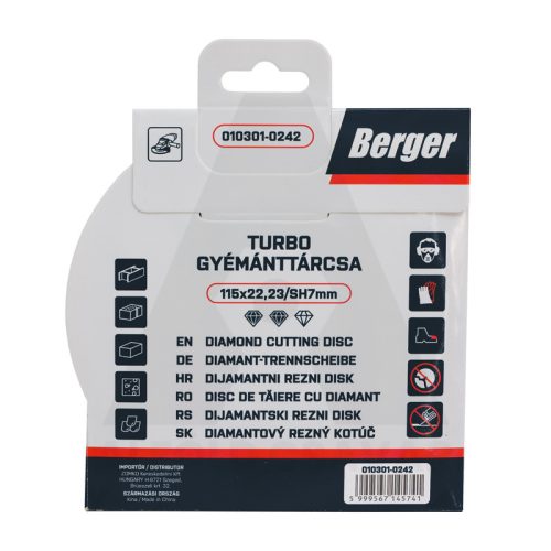 Gyémánttárcsa TURBO 115x22.23/SH7mm BERGER