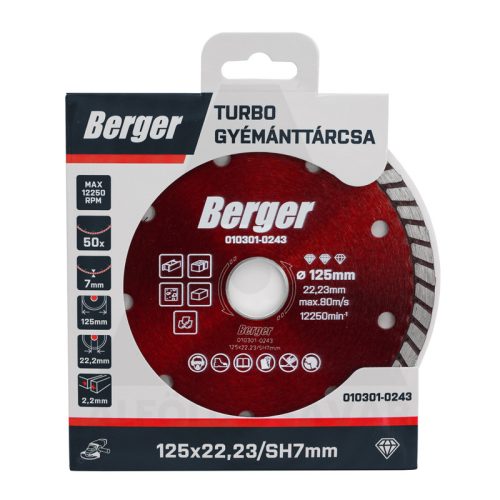 Gyémánttárcsa TURBO 125x22.23/SH7mm BERGER