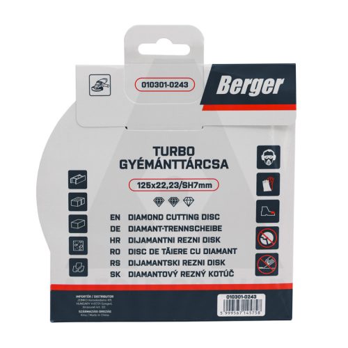 Gyémánttárcsa TURBO 125x22.23/SH7mm BERGER