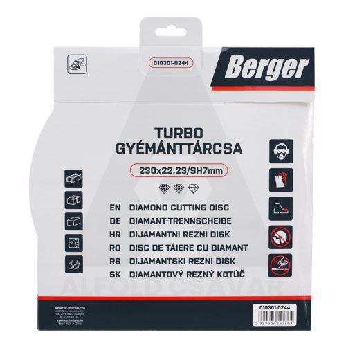 Gyémánttárcsa TURBO 230x22.23/SH7mm BERGER