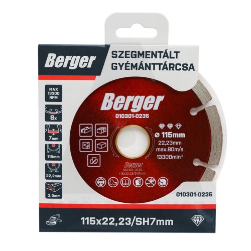 Gyémánttárcsa szegmenses 115x22.23/SH7mm BERGER