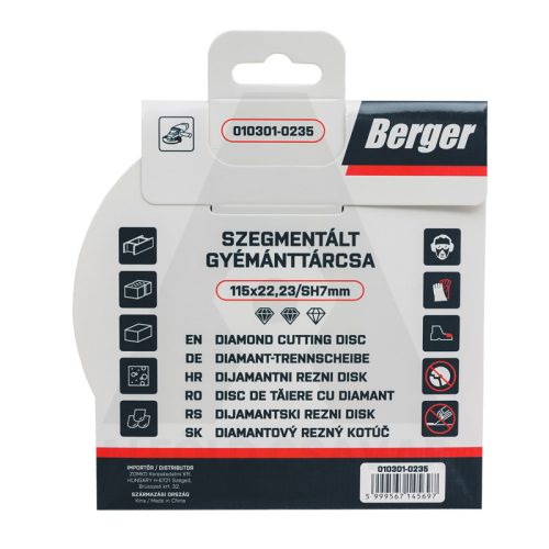 Gyémánttárcsa szegmenses 115x22.23/SH7mm BERGER