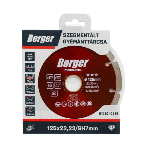 Gyémánttárcsa szegmenses 125x22.23/SH7mm BERGER