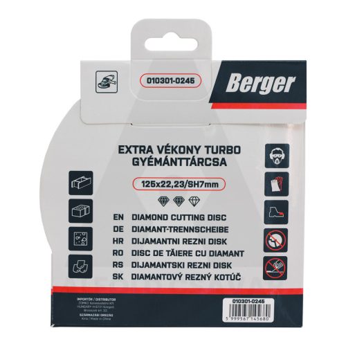 Gyémánttárcsa vékony turbo 125x22.23/SH7mm BERGER