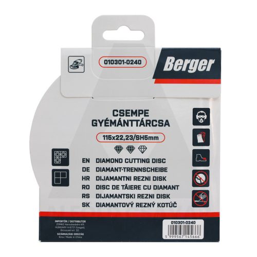 Gyémánttárcsa csempevágó 115x22.23/SH5mm BERGER