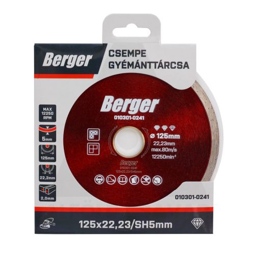 Gyémánttárcsa csempevágó 125x22.23/SH5mm BERGER
