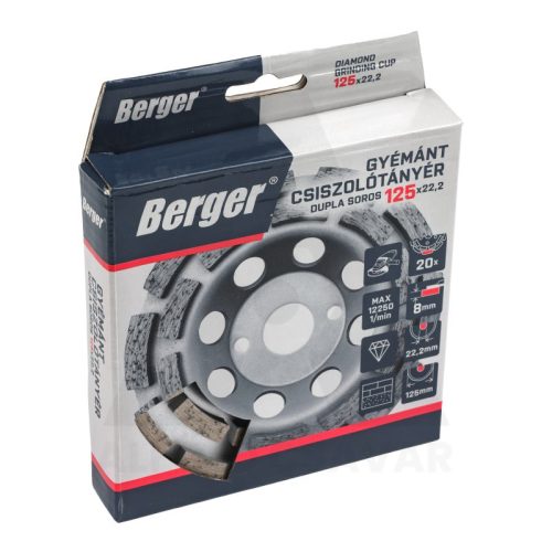 Gyémántszemcsés Betoncsiszoló 125x22.2mm BERGER
