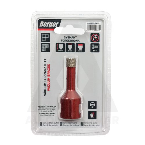 Gyémánt koronafúró 10x63xSH10mm/M14 Berger