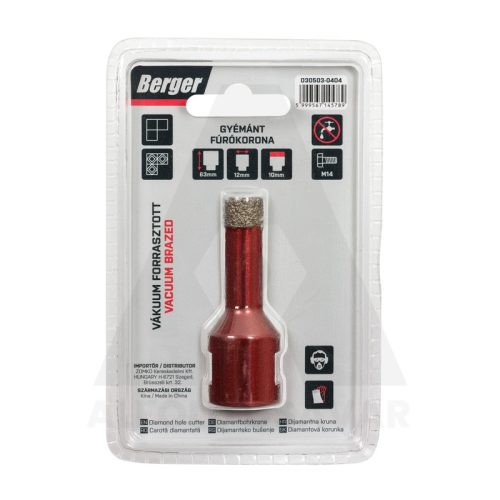 Gyémánt koronafúró 12x63xSH10mm/M14 Berger