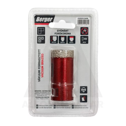 Gyémánt koronafúró 28x60xSH10mm/M14 Berger
