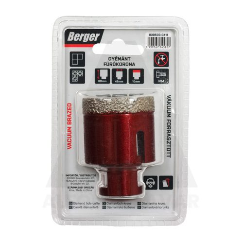 Gyémánt koronafúró 45x60xSH10mm/M14 Berger