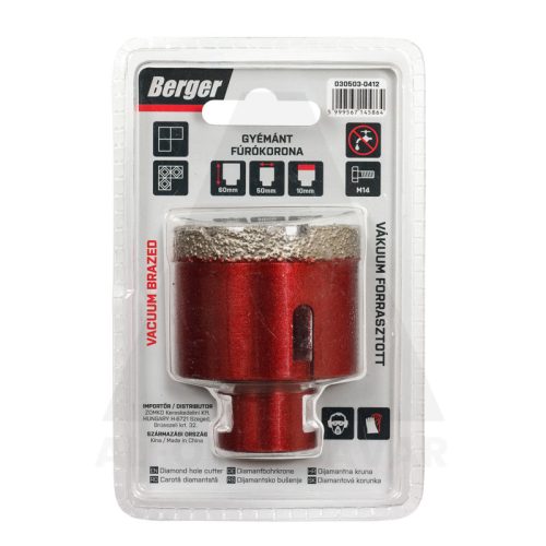 Gyémánt koronafúró 50x60xSH10mm/M14 Berger