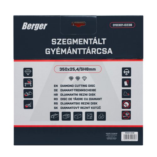 Gyémánttárcsa szegmenses 350x25.4/SH8mm BERGER