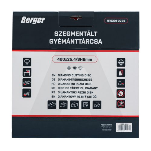 Gyémánttárcsa szegmenses 400x25.4/SH8mm BERGER
