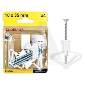 Gipszkarton dübel+csavar 10x35mm 4db-os
