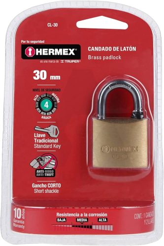 Lakat sárgaréz 30mm/2 kulcs