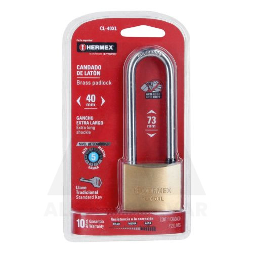 Lakat sárgaréz hosszú szárú40mm/2 kulcs