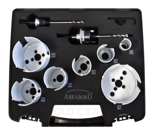 Lyukfűrész készlet 10 db-os 22-76mm/adapter/HEXKEY