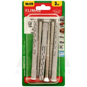 10x120 Rögzítőcsavar+tipli SFTORX / 3db-os