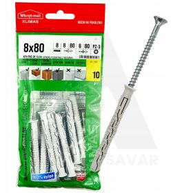 8x80 Rögzítőcsavar+tipli SFKH / 10 db-os